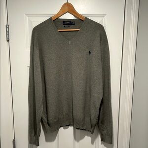 Polo by Ralph Lauren Gray V-Neck Knit Sweater